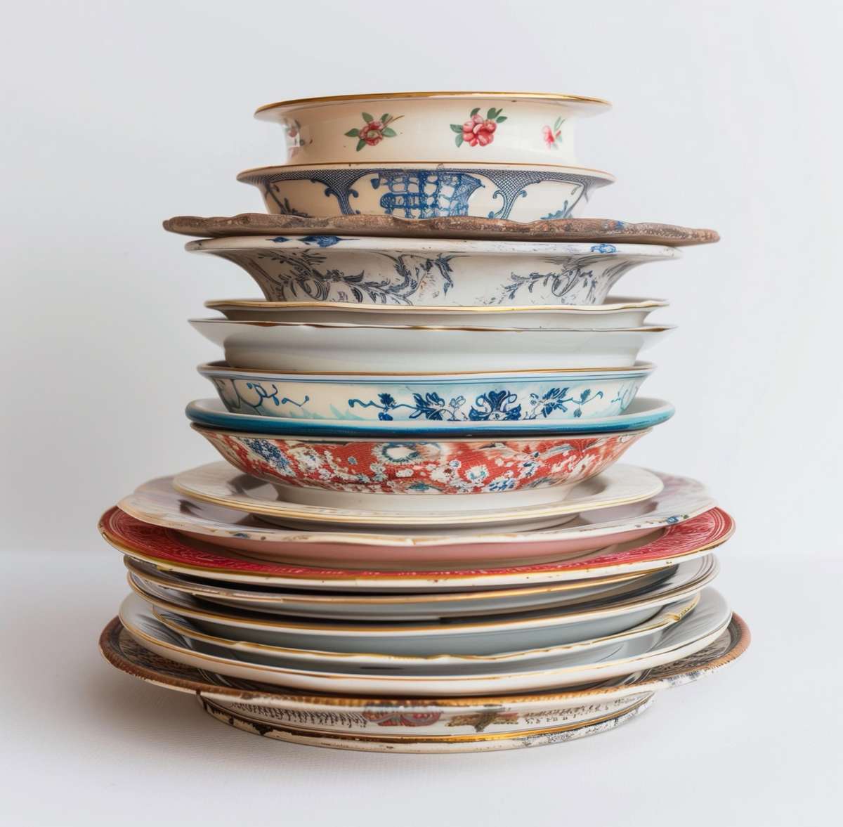Vintage Porzellan Geschirrset – Elegante Teller & Schalen im klassischen Design (Mehrteilig)